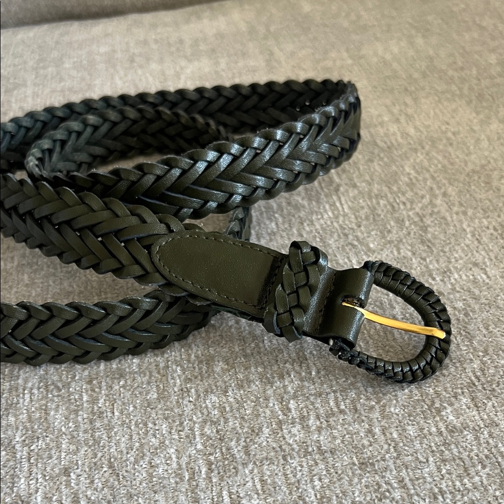 NWOT Olive Army Green Braided Leather Belt